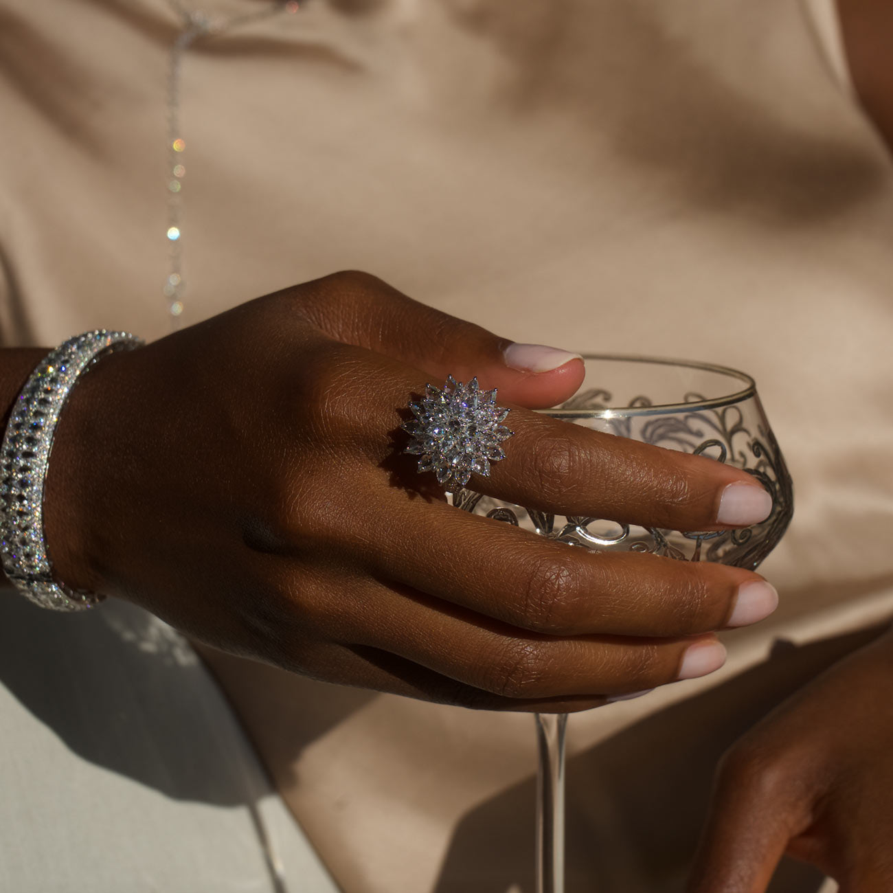 Image of 64Facets rose cut Eclat diamond spiked statement cocktail ring in 18k gold